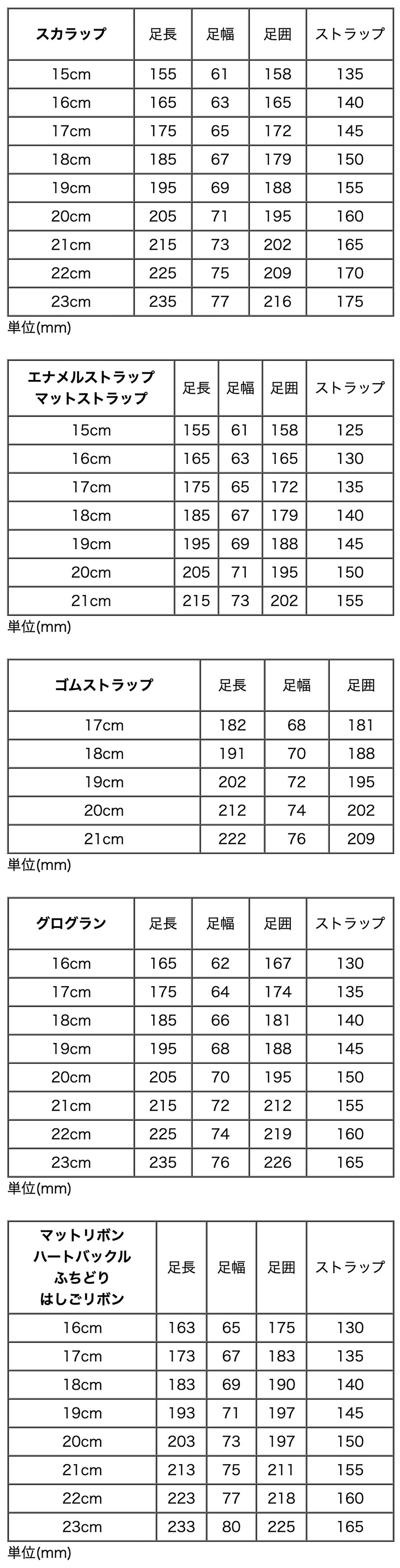 TKST04サイズ表